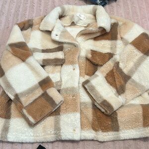 Brand New Checkered Jacket Size Medium Fuzzy